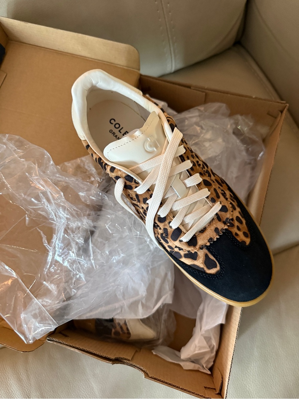 Cole Haan Leopard & Black Lace-Up Sneaker